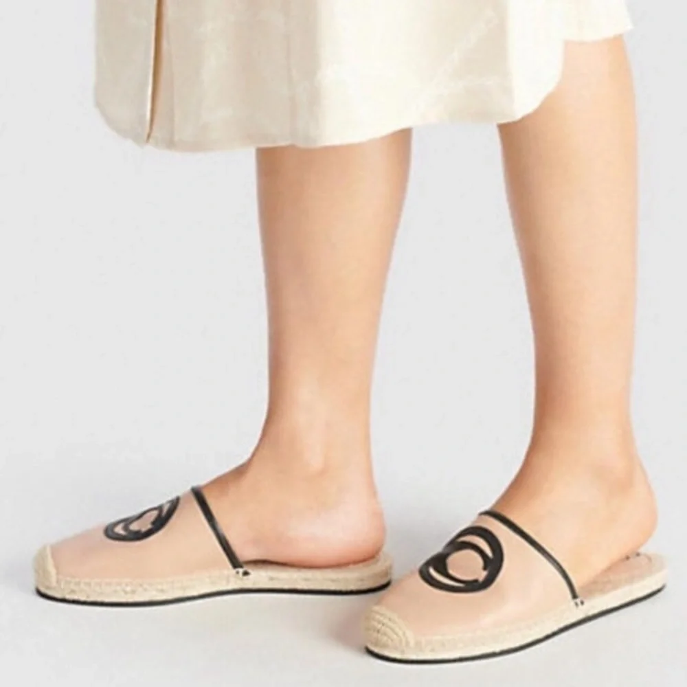 NEW Coach Channing Beechwood Chic Leather Espadrille Slides Mules Flats 9